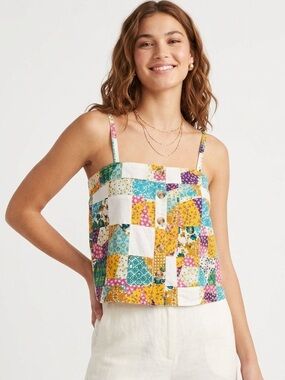 Pilcro Anthropologie Patchwork Cami Tank Top XS Boho Quilted Cottagecore Hippie